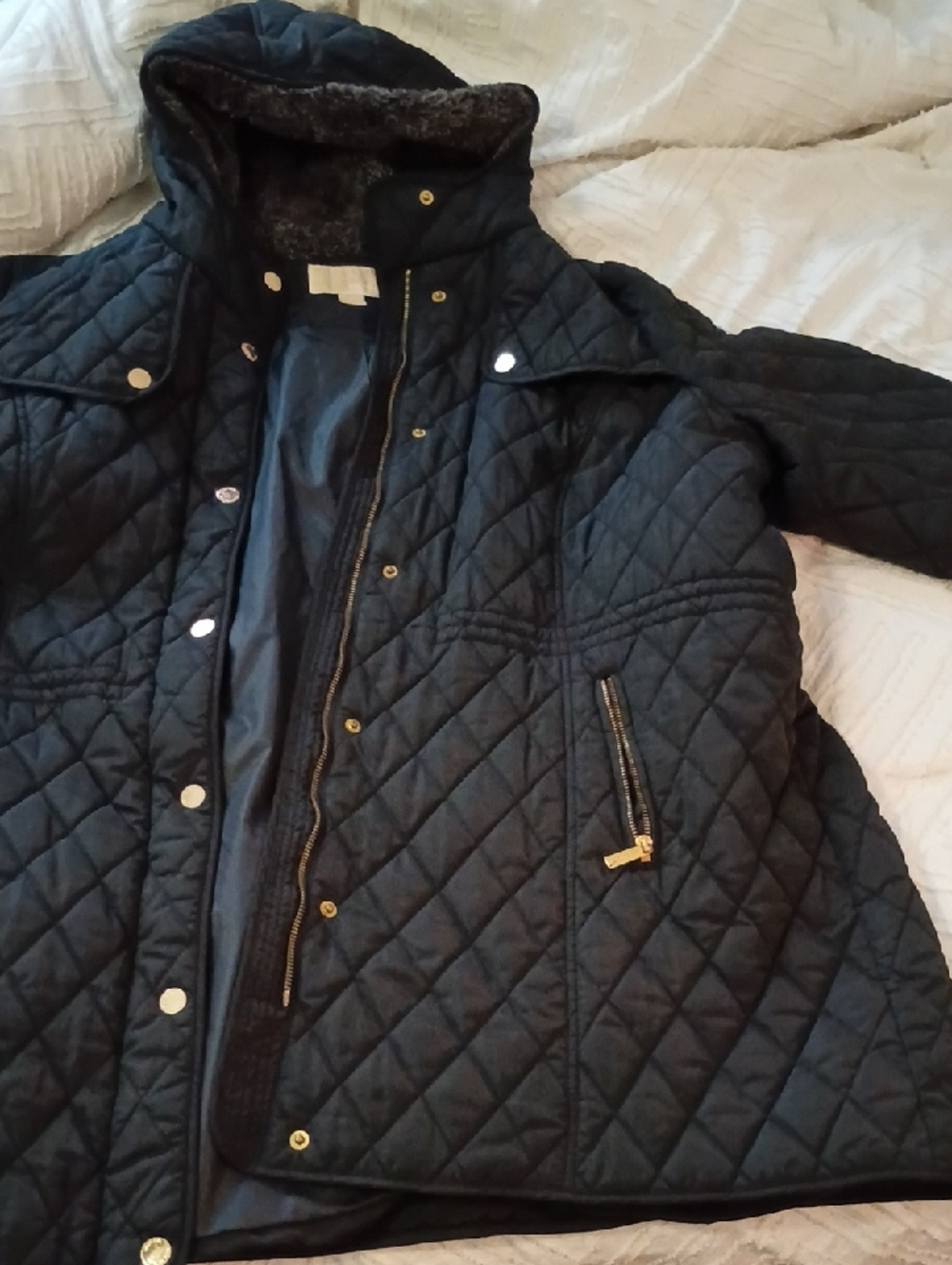 Michael Kors Black Quilted Hooded Puffer Jacket